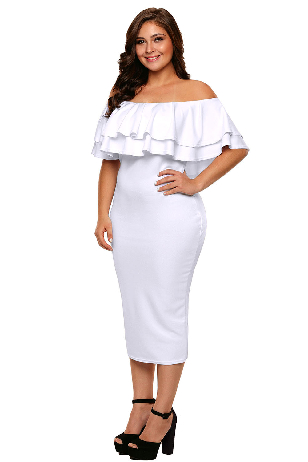 layered ruffle gown