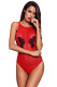 Red Mesh and Guipure Lace Teddy