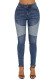 Blue Retro Patch Front Ankle Zipped Jeans