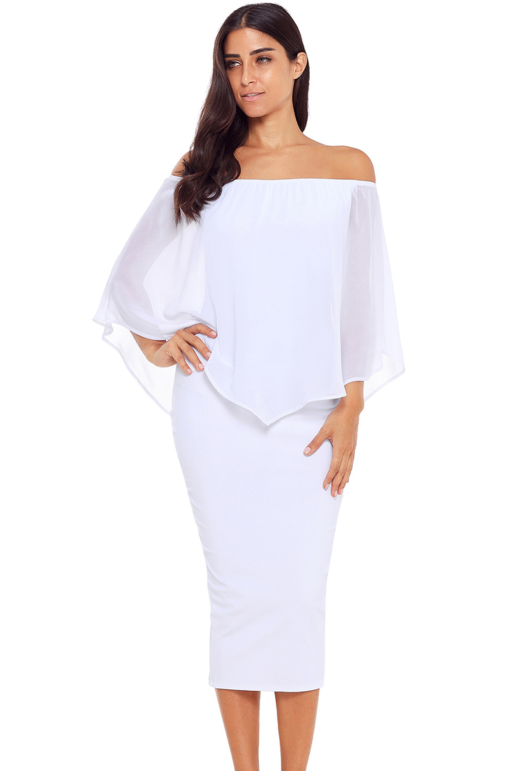 white off shoulder bodycon