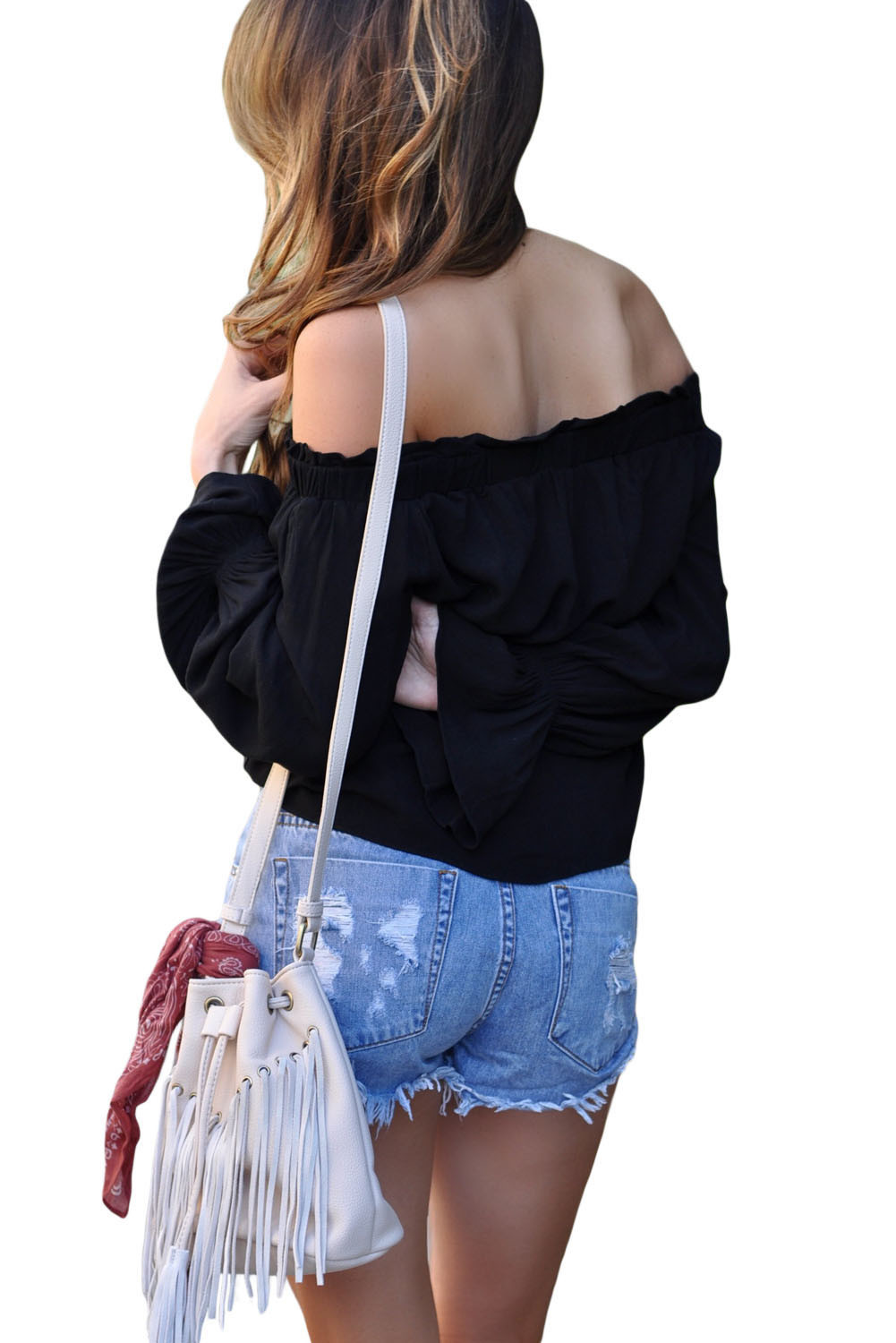 off the shoulder tie front top