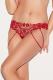 Red Beaded Chains Embroidered Lace Thong