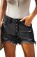 Black High Rise Cut Off Denim Shorts