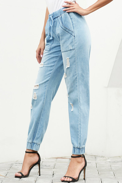 blue drawstring joggers
