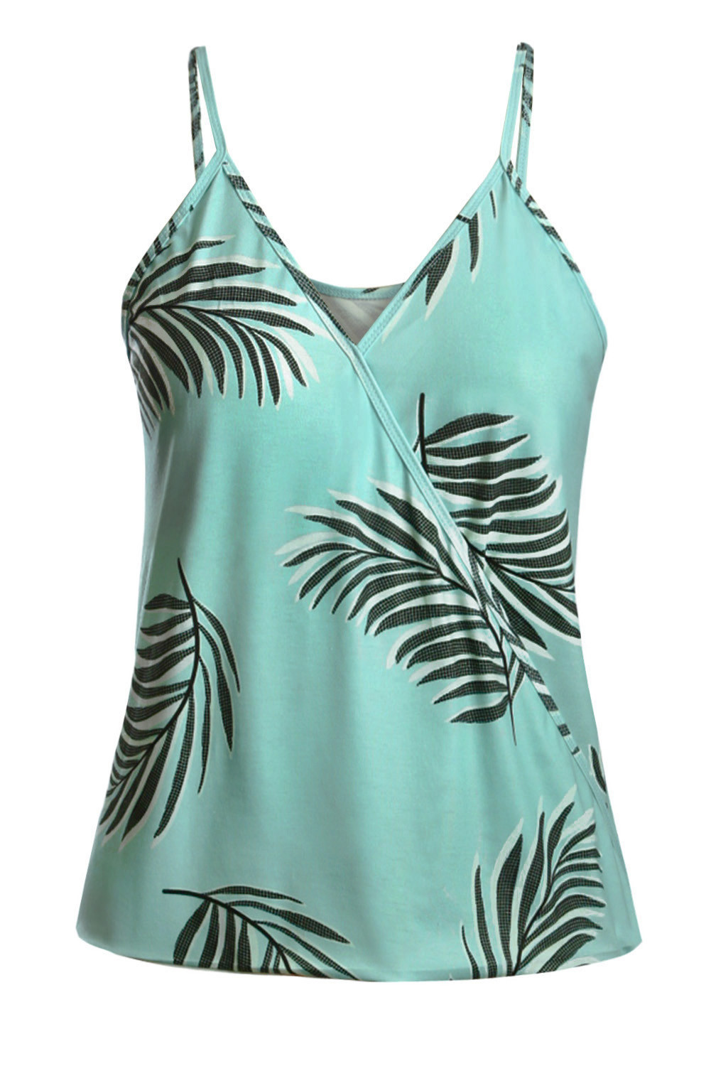 US$ 4.83 Dropship Green Tropical Plant Print Tank Top