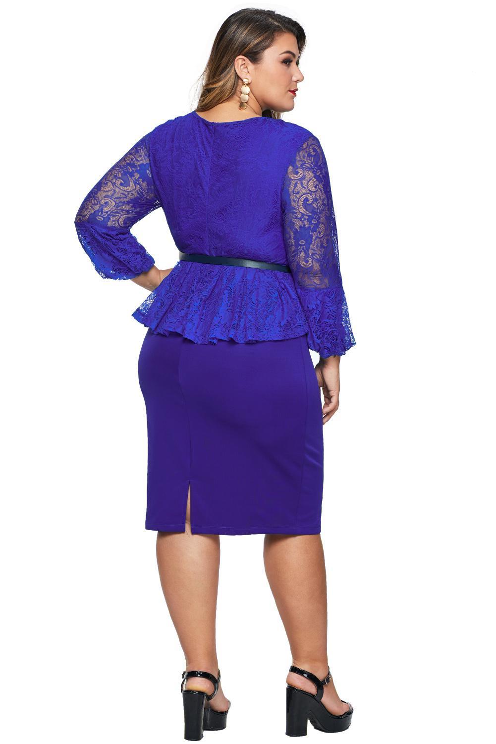 blue peplum dress plus size