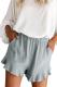 Gray Blue High Waist Pocketed Ruffle Shorts