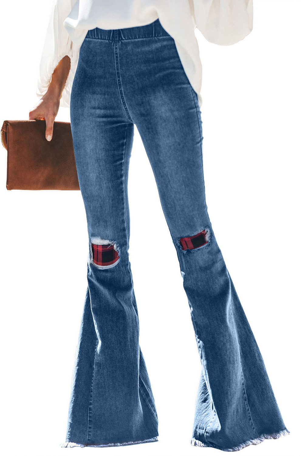 red bell bottoms jeans