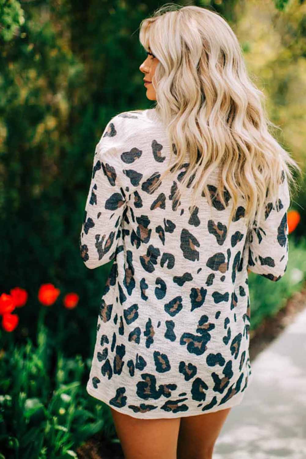 leopard print open cardigan
