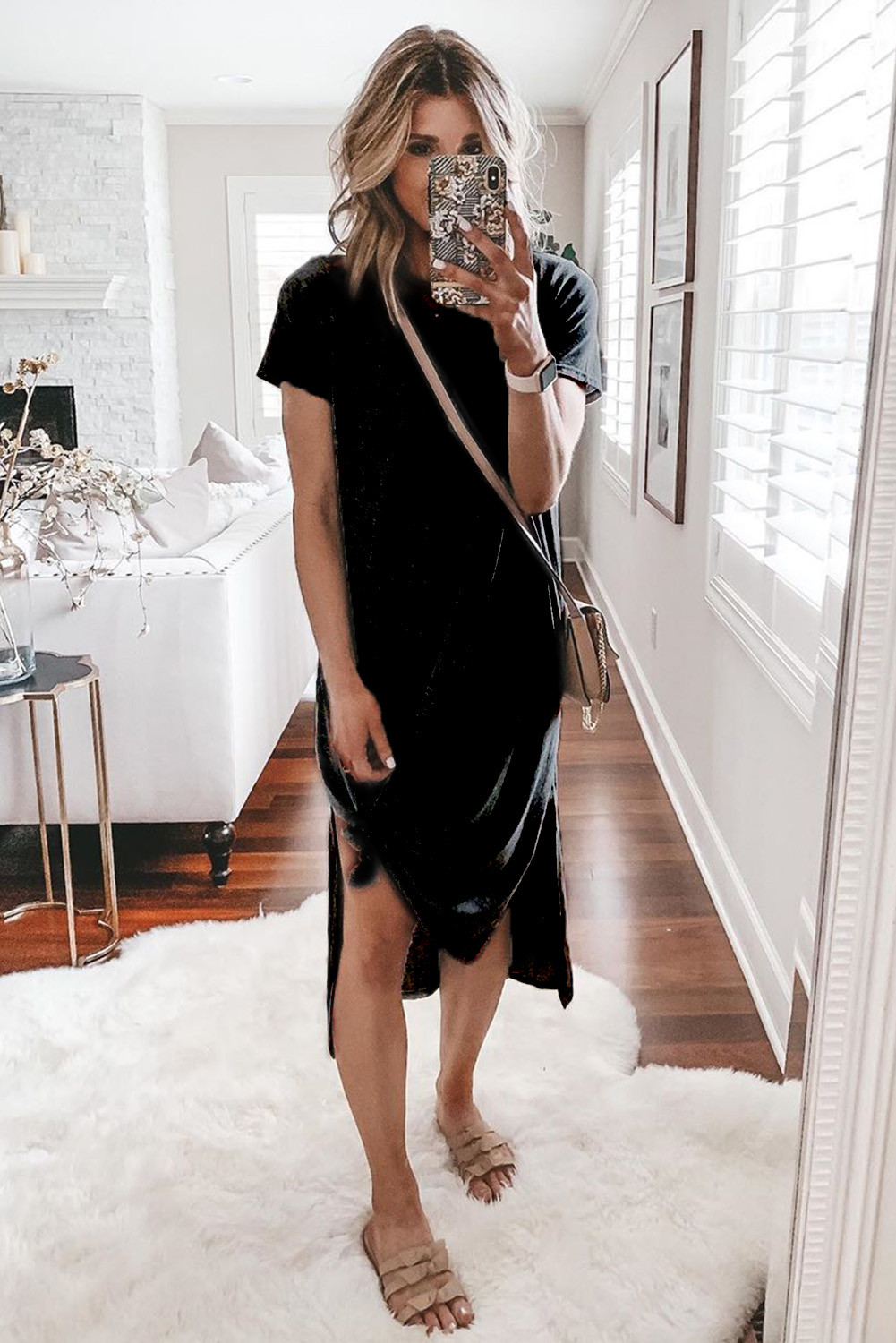 black t shirt midi dress