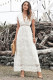 White V Neck Lace Maxi Dress