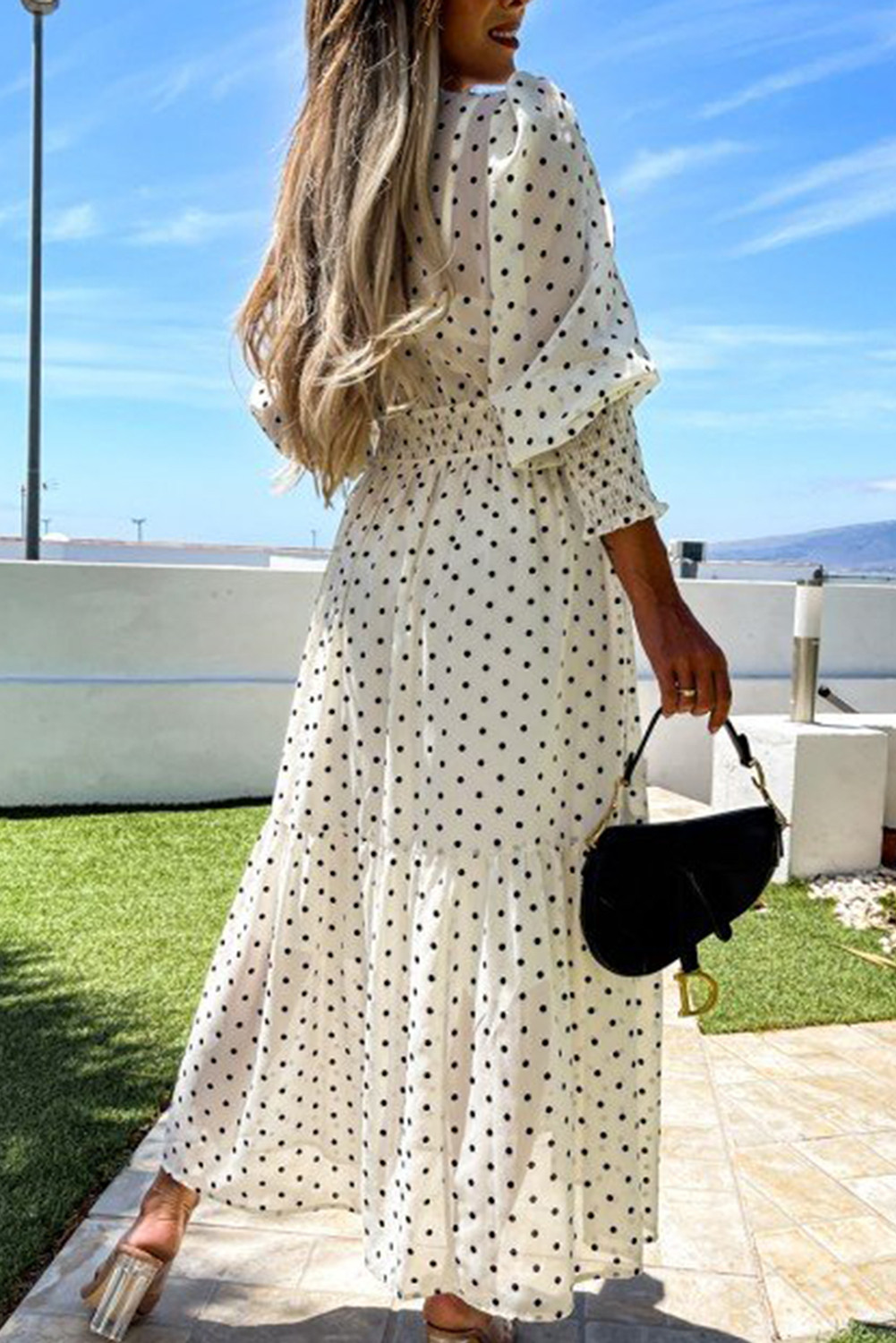 lantern sleeve dress white