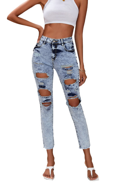 sky blue ripped jeans