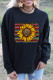 Black Leopard Striped Sunflower Print Pullover Sweatshirt