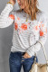 White Floral Striped Print Long Sleeve Top