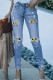 Sunflower Patchwork Distressed Ankle Length Skinny Jeans