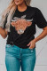 Black Cute Cattle Leopard O-Neck T-Shirt