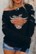 Leopard Cute Cattle Print Cut Out Long Sleeve Sweatshirt