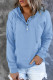 Light Blue Snap Button Pullover Hoodie with Pocket