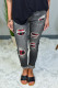 Plaid Patch Destroyed Skinny Gray Jeans