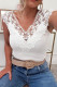White Lace Splicing Slim-fit V Neck Tank Top