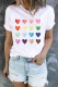 White Colorful Hearts Print Valentine Short Sleeve T-shirt