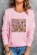 Pink MAMA Leopard Color Block Drop Sleeve Pullover Sweatshirt