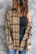Brown Button-up Long Sleeve Plaid Shacket