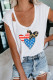 White Leopard Stripes Stars Heart Print Cutout T-shirt