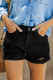 Black Rolled-up High Waist Distressed Denim Shorts