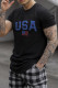 Black Men's USA Flag Print O-neck Slim-fit Top