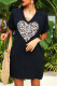 Платье-футболка с леопардовым принтом в форме сердца и V-образным вырезом
