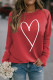 Red Heart Shape Print Long Sleeve Pullover Sweatshirt