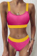 Rose Color Block Ribbed Bikini Swimwear