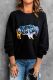 Black Letters and Cow Graphic Pullover Sweatshirt