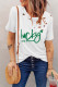 White Distressed lucky and blessed Graphic Tee