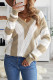 Khaki Striped Colorblock V Neck Knitted Sweater