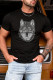 Black Letter Wolf Head Print Men's Graphic T-shirt