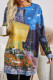 Multi-color Long Sleeve Tunic Top With Two Side Pockets