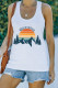 White Wild Soul Colorful Sun and Moutain Print Tank Top