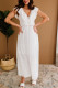Белое кружевное платье макси с глубоким v-образным вырезом и оборками