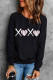 Black Baseball Heart Shape Print Long Sleeve Pullover Sweatshirt