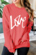 Red Love Print Long Sleeve Crew Neck Pullover Sweatshirt