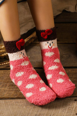 Pink Fleece Towel Socks