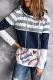 White Casual Striped Colorblock Drawstring Graphic Hoodie