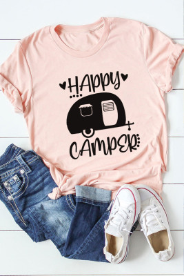 Розовая футболка с рисунком HAPPY CAMPER