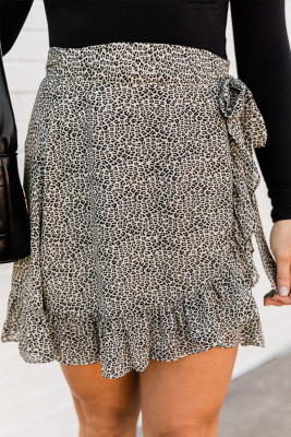 Leopard Wrap Ruffle Skirt