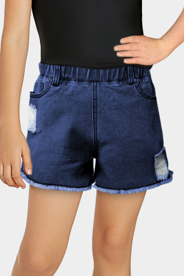 Blue Washed Color Denim Shorts