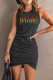 Black Pride Dazzle Art Word Print Ruched Mini Dress