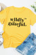 Yellow Wildly Grateful Letter Printed Short Sleeve T Shirt
